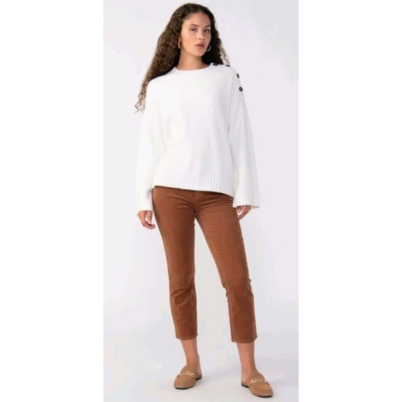 Sanctuary Button Shoulder Sweater Pullover Knit Top Cream White XS NWT $99 - Picture 2 of 11